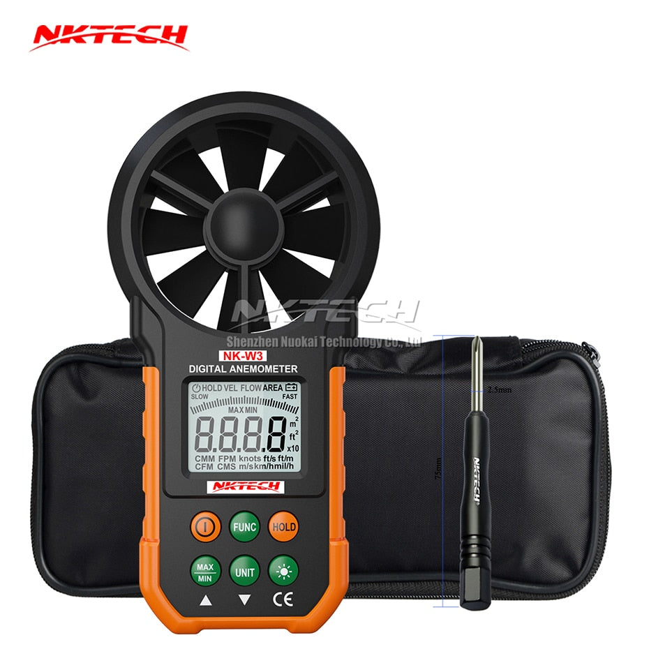 NKTECH Digital Anemometer NK-W3 LCD Backlight Wind Meter Air Volume Tester Gauge With Multifunction Buttons For Flying Sailing