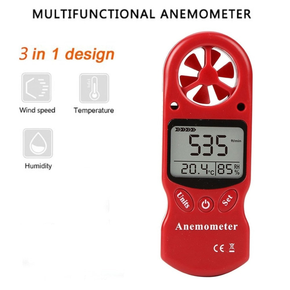 Mini Multipurpose Anemometer Digital Anemometer LCD TL-300 Wind Speed Temperature Humidity Meter with Hygrometer Thermometer